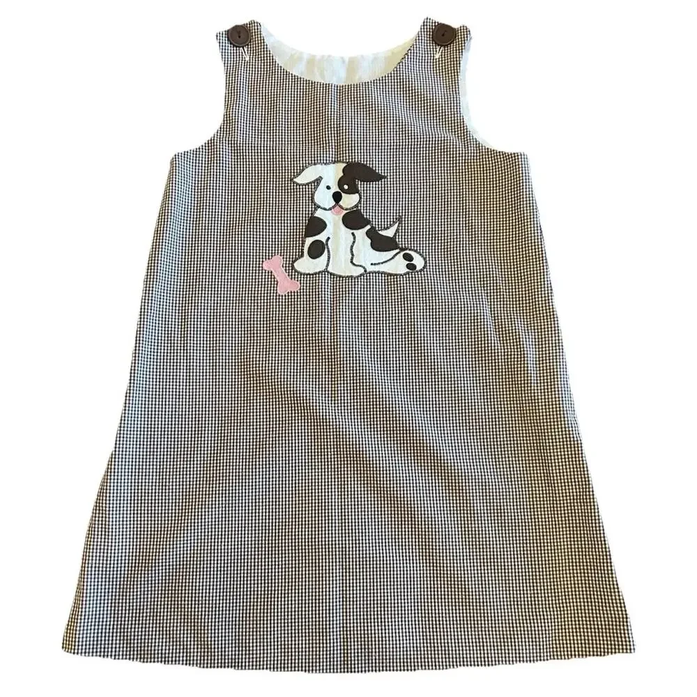 Kelly’s Kids Girls Sz Small 5T/6T Puppy‎ Dog Dress Embroidered Sheath Top Button
